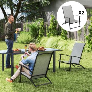 Set of 2 Outdoor Dining Chairs with High Back