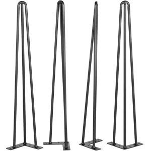 Hairpin Table Legs 50.8 Cm Black Set Of 4 Desk Legs Each 99.8 Kg Capacity Hairpin Desk Legs 3 Rods For Bench Desk Dining End Table Chairs Carbon Steel DIY Table Legs Heavy Duty Furniture Legs