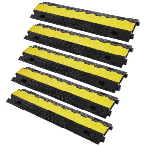 5 PCs Cable Protector Ramp, 2 Channel, 10000 Kg/axle Capacity Heavy Duty TPU Wire Cover Ramp Hose Protector Ramp Driveway, Traffic Speed Bump With TPR Flip-Open Top Cover, For Indoor & Outdoor