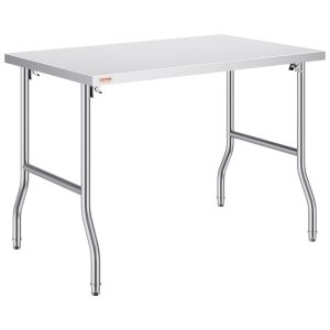 48 X 30 Inch Folding Commercial Prep Table Commercial Worktable Workstation, Heavy-Duty Stainless Steel Folding Table With 220 Lbs Load, Silver Stainless Steel Kitchen Island，Kitchen Work Table