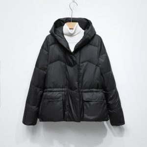 Women's Solid Color Hooded Thick Short Down Jacket