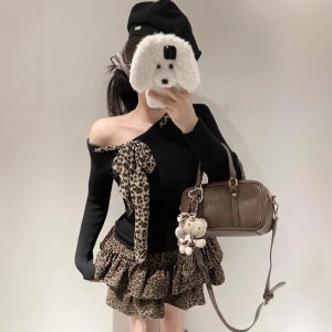 Strappy Long-sleeved Women's Autumn Pure Desire Hot Girl Fitted Top