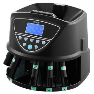 Upgraded Coin Counter & Sorter, Coin Sorter And Wrapper Machine With Intuitive Display, Change Counter For USD Coins 1￠ 5￠ 10￠ 25￠ $1, Sorts Up To 300 Coins/Min, With 5 Coin Tubes And 5 Trays