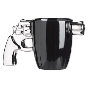 Novelty Ceramic Cool Gun Mug For Men, 12OZ Porcelain Pistol Design Coffee Mug, Gifts For Gun Lovers