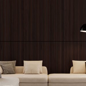Wood Panels For Wall Slat Wall Panels, 4PC Wood Slat Acoustic Panels For Wall And Ceiling - 3D Fluted Sound Absorbing Panel With Three Sides Fully Wrapped On  Wood Finish -45.27x23.62  Dark Walnut