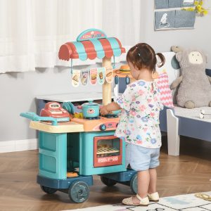 Kids Kitchen Food Stand with Play Food