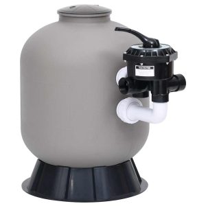 Pool Sand Filter with Side-Mounted 6-Way Valve, Grey