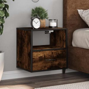 Wall-Mounted Nightstands, 2 pcs., Smoked Oak, 40x31x39.5 cm
