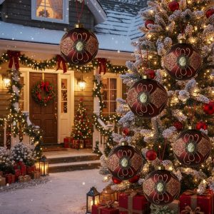 6PCS Set 3.9in Christmas Ball Ornaments For Tree Hanging Holiday Party & Home Festive Decor