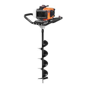 Post Hole Digger Gas Powered, 52CC 1450W Earth Auger, Gas Auger With 6” & 10” Auger Drill Action Design Bits & 3 Extension Rods, Post Fence Hole Digger For Farmland Garden Plant, Orange+Black