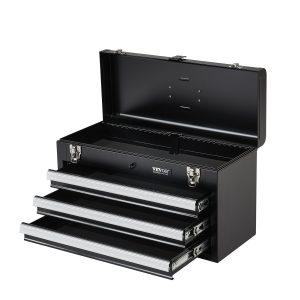 Metal Tool Box, 20.5-inch, Portable Metal Tool Box With 3 Drawers, Small Tool Chest With EVA Liners, Ball Bearing Slide Drawers Locking & Powder Coated Finish, Multi-Function Tool Organizer
