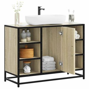 Bathroom Vanity Unit Sonoma Oak 80 x Wood Material   Vanity Unit