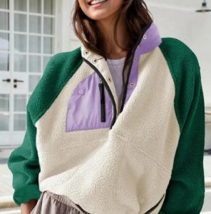 Women's Fashion Sweatshirt Fleece Stand Collar Zipper Pocket Top