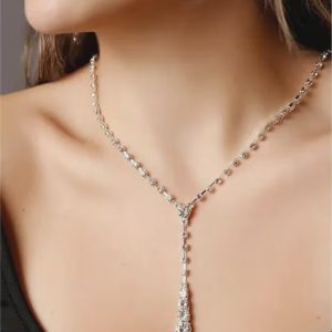 Silver Plated Bridal Tennis Necklace Earring Set Wedding Jewelry