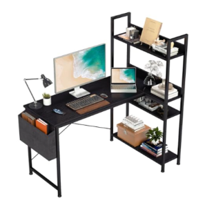 The Computer L-shaped Desk And Shelf, 47 Inches, Reversible L-shaped Corner Desk And Storage Monitor, Standing Adjustable Bookshelf Side Pocket