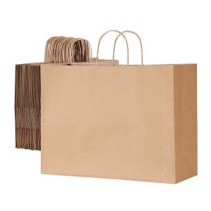 Kraft Paper Bags With Handles 50Pcs 16x6x12 In Party Shopping Retail Bag Brown