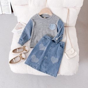 Love Bead Patchwork Princess Dress Two-Piece Set