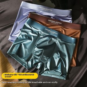 Men's Satin Light Luxury Ice Silk Underwear Summer Breathable Boxers Shorts New Boxers