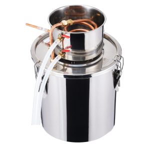Alcohol Still, 5 Gal / 19 L Stainless Steel Water Alcohol Distiller With Copper Coil, Home Brewing Refining Fermentation Kit With Thermometer, For Wine Whisky Brandy, Silver