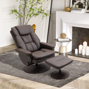 PU Leather Recliner Chair with Ottoman