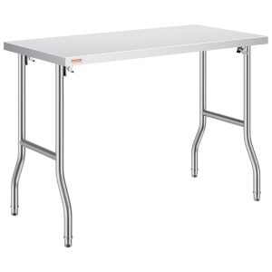 Commercial Worktable Workstation 48 X 24 Inch Folding Commercial Prep Table, Heavy-duty Stainless Steel Folding Table With 661 Lbs Load, Kitchen Work Table, Silver Stainless Steel Kitchen Island