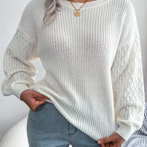 Casual Lantern Sleeve Knitted Sweater