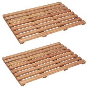 Bath Mats, 2 pcs., Solid Acacia Wood, 56 x 37 cm