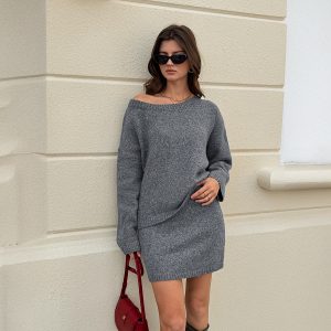 European And American Leisure Sweater Short Skirt Suit For Women