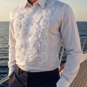 Chic White Shirt With Statement Floral Detail