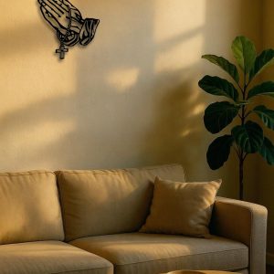 Gothic Black Metal Cross Wall Art,Prayer Faith Decor For Bedroom, Living Room