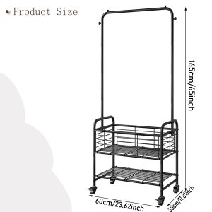 Clothes Rack With Shelves, Laundry Hamper Sorter With Wheels Shelf, For Hanging Clothes, Shirts