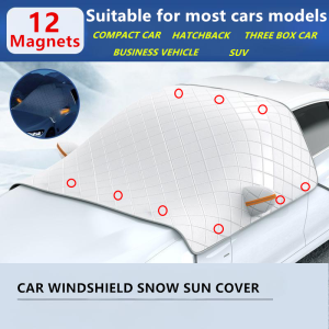 12 Magnetic Car Windscreen Windshield Frost Ice Snow Cover Window Mirror Protector With Hook