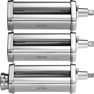 Pasta Attachment For KitchenAid Stand Mixer, Stainless Steel Pasta Roller Cutter Set Including Pasta Sheet Roller, Spaghetti And Fettuccine Cutter, 8 Adjustable Thickness Knob Pasta Maker, 3Pcs