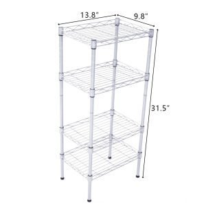 4-Shelf Storage Rack Silver Gray Rectangle Carbon Steel Metal Assembly