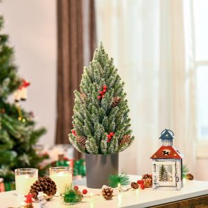 18" Tall Unlit Miniature Snow-Flocked Tabletop Artificial Christmas Tree