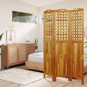 3-piece room divider 121.5x solid acacia wood   4-piece room divider