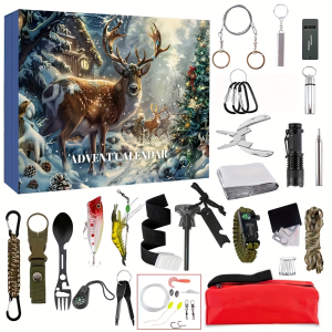 Survival Advent Calendar Set - 24-Day Christmas Countdown Calendar, 24 Days Of Camping Survival Gear - A Must-Have For Outdoor Adventure Enthusiasts And Wilderness Survival Supplies