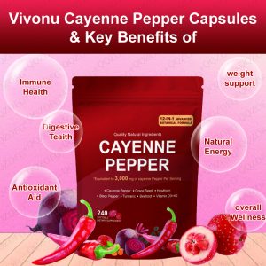 Cayenne Pepper Softgel Grape Seed Hawthorn Support Healthy Circulation Antioxidant Aid 240 Counts