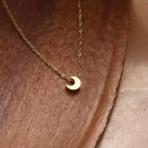 Stainless Steel Mini Moon Necklace For Women