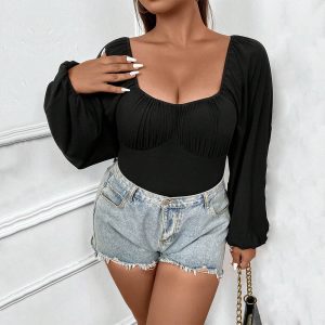 Women's Slim-fitting Puff Sleeve Long Sleeve Sexy Jumpsuit