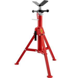 V Head Pipe Stand 0.3-30.5 Cm Capacity, Adjustable Height 71.1-132.1 Cm, Pipe Jack Stands 1133.9 Kg Load Capacity, Portable Folding Pipe Stands, Carbon Steel Body More Durable