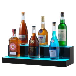 LED Lighted Liquor Bottle Display Bar Shelf RF & App Control 24' 2-Step