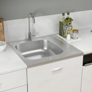 Sink with Drainer Set Silver 600x600x155 mm