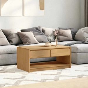Coffee Table SAUDA Oak Look 99x55x45 cm Solid Pine Wood