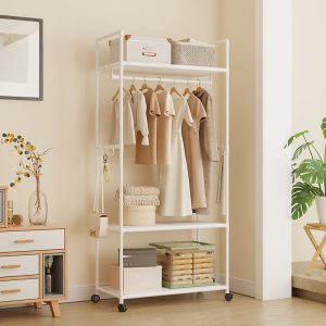 Simple Multi-functional Storage Rack With Universal Wheels For Coat Hangers