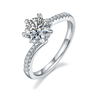 Snowflake Dance - A Wedding Ring Set With 1-carat Top-quality Moissanite S925 Silver And Platinum-plated Diamond. The Ring Can Be Inspected With A Diamond Pen