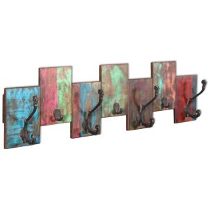 Coat Rack with 7 Hooks, Solid Reclaimed Wood