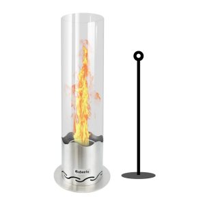 Portable Tabletop Fire Pit 15.7 In. X 5.9 In. Clean-Burning Bio Ethanol Ventless Fireplace For Indoor,Outdoor