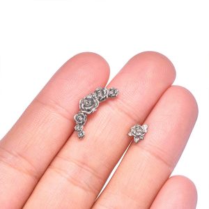 G23 Titanium Alloy Tongue Pin Thread Personality Rose Ear Bone Stud