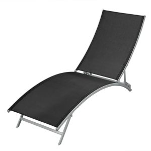sun lounger, steel and textilene, black